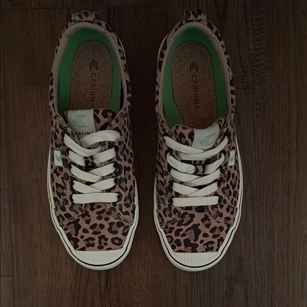 Cariuma Animal Print Sneakers with Green Accents